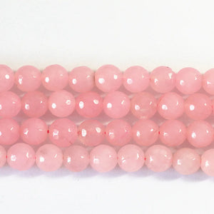 Pink Red Chalcedony Jade Faceted Round Beads 4-12mm DIY Jewelry Making