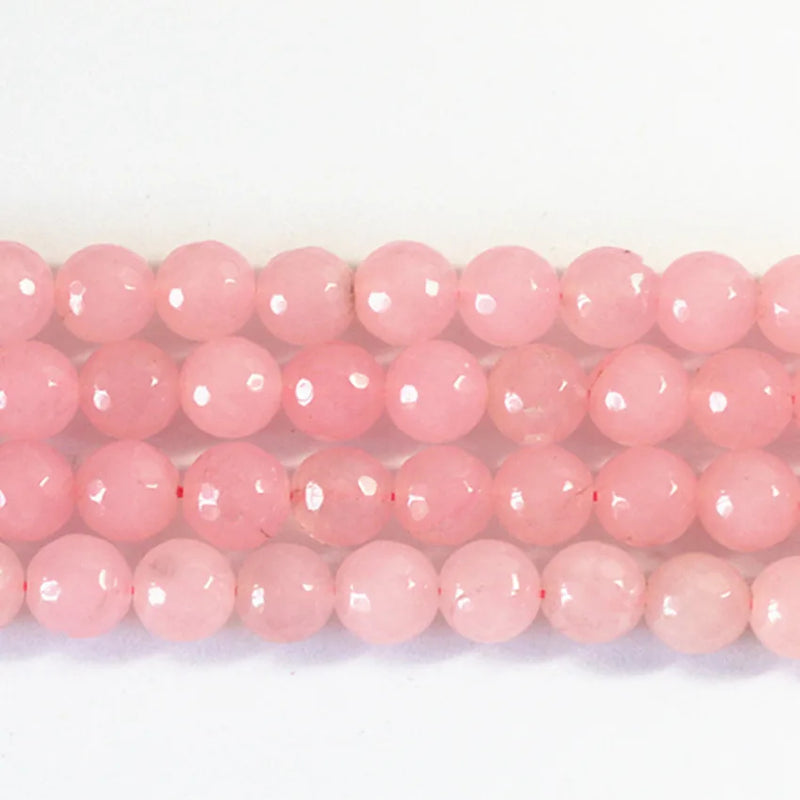 Pink Red Chalcedony Jade Faceted Round Beads 4-12mm DIY Jewelry Making