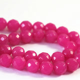 Pink Red Chalcedony Jade Faceted Round Beads 4-12mm DIY Jewelry Making