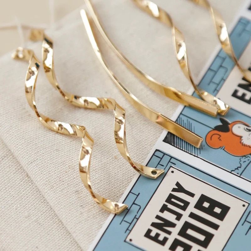 Wave Pendants Set - Gold-Plated Earrings Making Supplies