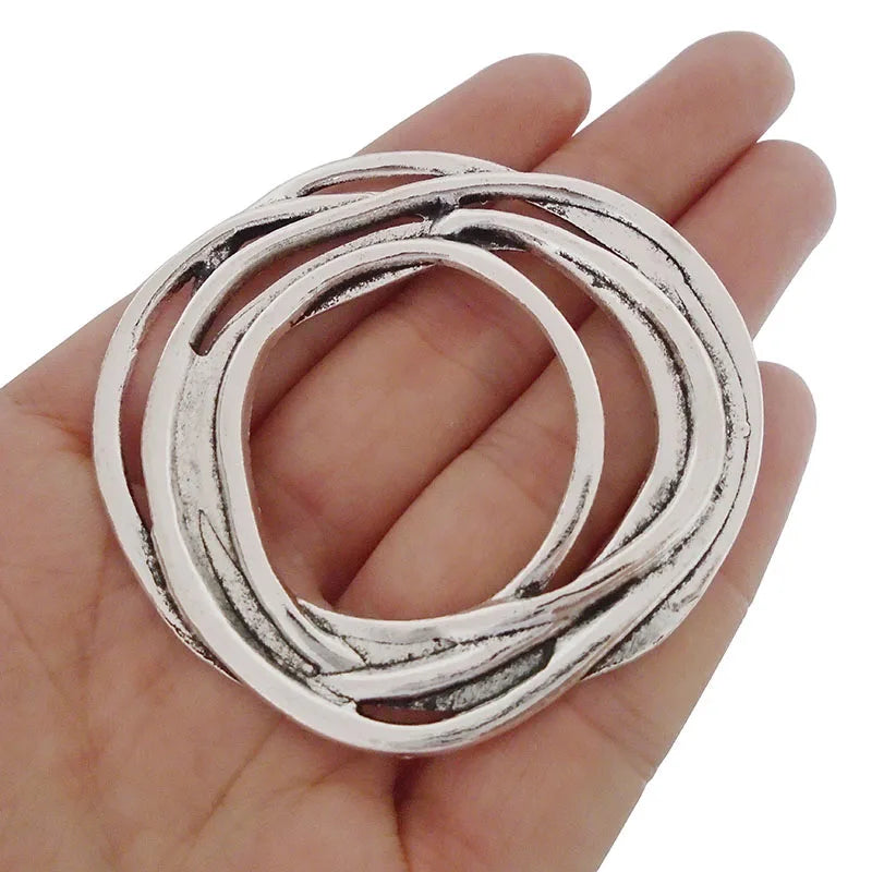 3 x Large Irregular Round Circle Charms Pendants for Necklace Making 63x60mm