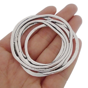 3 x Large Irregular Round Circle Charms Pendants for Necklace Making 63x60mm