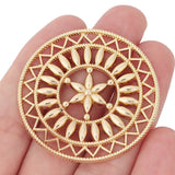 3 Large Filigree Flower Round Charms Pendants for DIY Jewelry Making 47x47mm