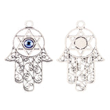 Large Tibetan Silver Evil Eye Hamsa Hand Charms Pendants