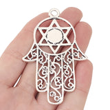 Large Tibetan Silver Evil Eye Hamsa Hand Charms Pendants