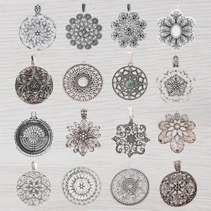 3 x Tibetan Silver Open Filigree Spiral Flower Charms Pendants