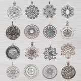 3 x Tibetan Silver Open Filigree Spiral Flower Charms Pendants