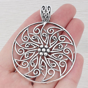 3 x Tibetan Silver Open Filigree Spiral Flower Charms Pendants
