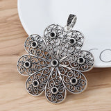 3 x Tibetan Silver Open Filigree Spiral Flower Charms Pendants