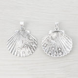 3 x Silver Large Rhinestone Shell Starfish Charms 65x52mm