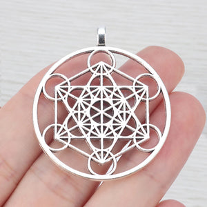 3 Tibetan Silver Archangel Metatron Cube Charms 46x40mm