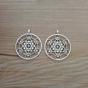 3 Tibetan Silver Archangel Metatron Cube Charms 46x40mm