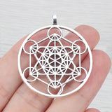 3 Tibetan Silver Archangel Metatron Cube Charms 46x40mm