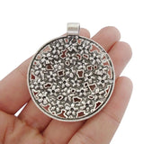 3 Tibetan Silver Flower Charms Pendants for Necklace Making 52x45mm