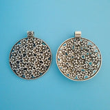 3 Tibetan Silver Flower Charms Pendants for Necklace Making 52x45mm