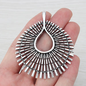 3 Tibetan Silver Large Open Charms Pendants for Necklace Jewelry Making 68x56mm