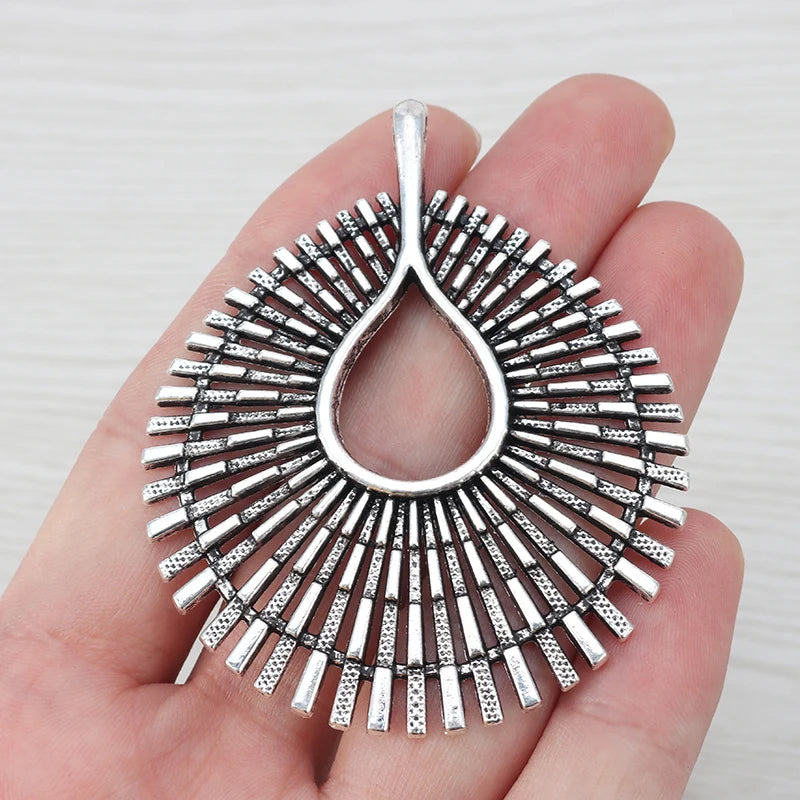 3 Tibetan Silver Large Open Charms Pendants for Necklace Jewelry Making 68x56mm