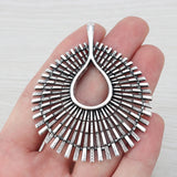 3 Tibetan Silver Large Open Charms Pendants for Necklace Jewelry Making 68x56mm