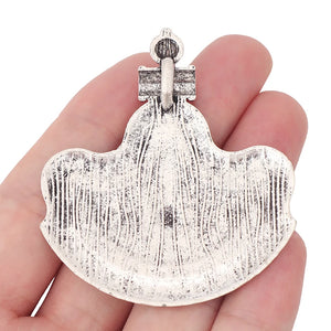 Tibetan Silver Ethnic Fan Charms Pendants Boho Necklace Jewelry