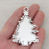 3 Tibetan Silver Christmas Tree Charms Pendants 68x42mm