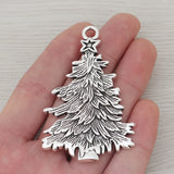 3 Tibetan Silver Christmas Tree Charms Pendants 68x42mm