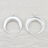 3 Tibetan Silver Double Ox Horn Crescent Moon Charms Pendants 66x63mm