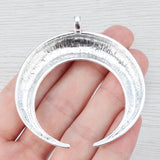 3 Tibetan Silver Double Ox Horn Crescent Moon Charms Pendants 66x63mm