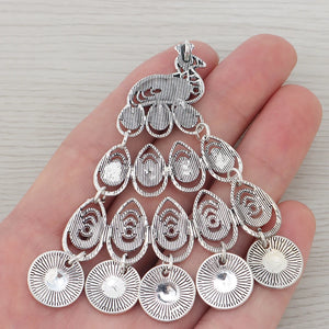 Tibetan Silver Peacock Charms Pendants for Necklace Making