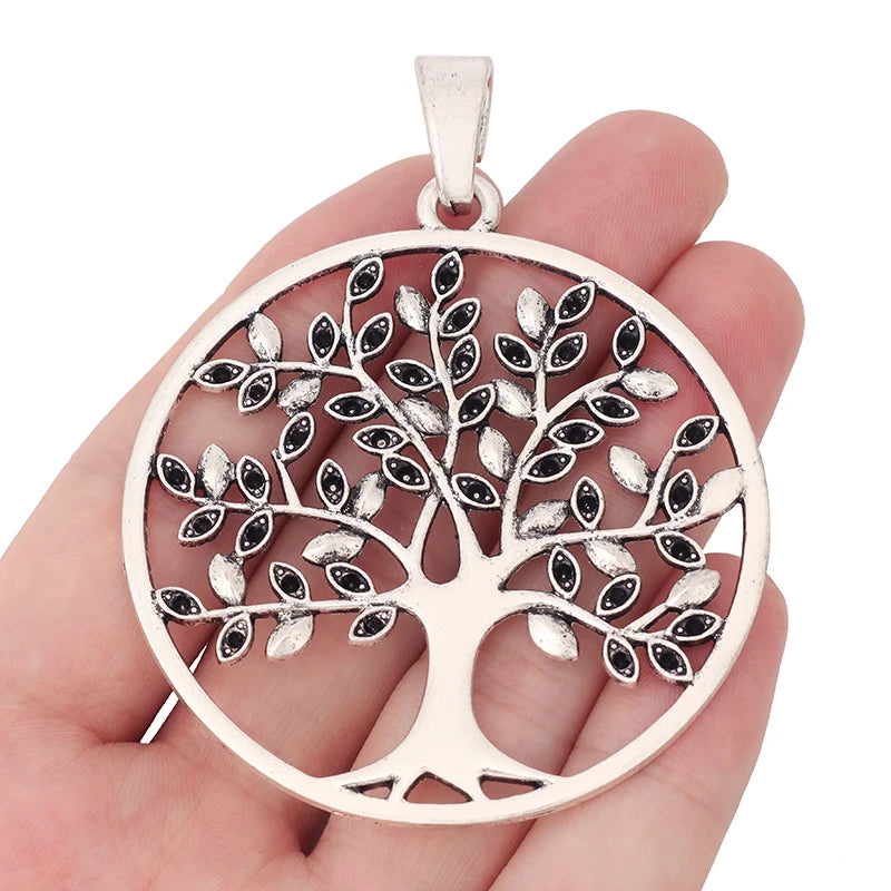3 x Large Open Round Tree Charms Pendants Jewelry Making Findings