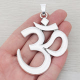 3 x Tibetan Silver Large OM AUM Yoga Symbol Charms Pendants