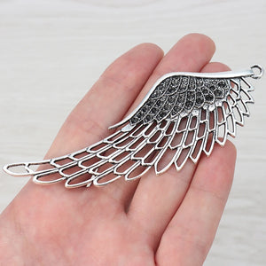 3 Tibetan Silver Angel Wing Feather Charm Pendants for Necklaces