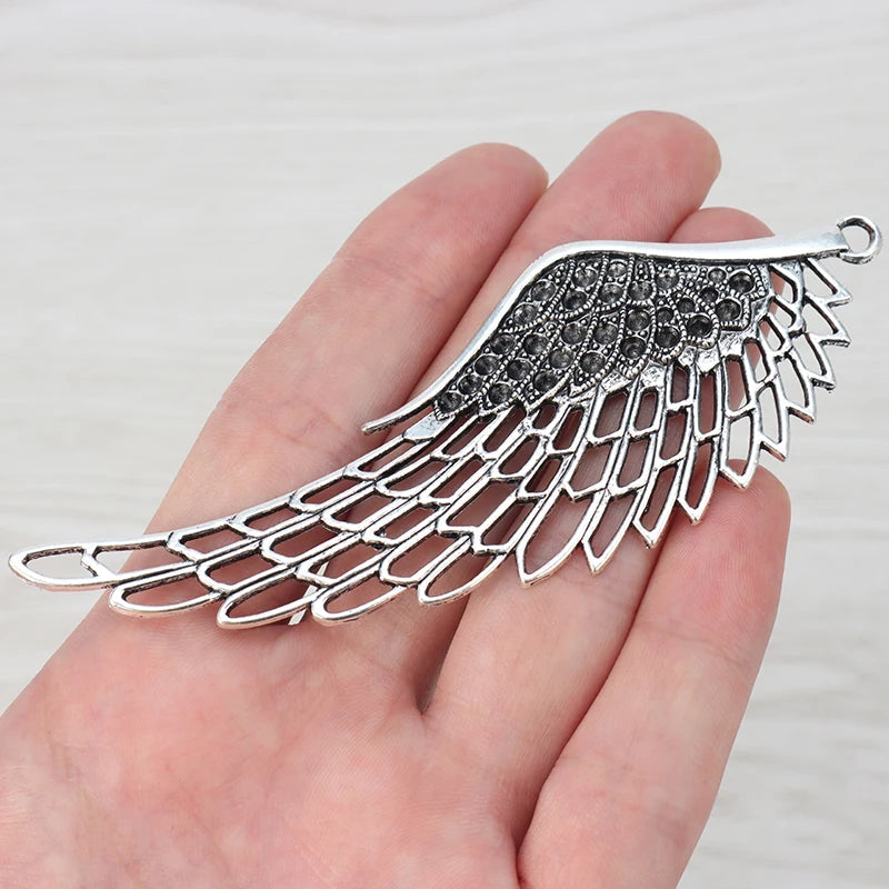 3 Tibetan Silver Angel Wing Feather Charm Pendants for Necklaces