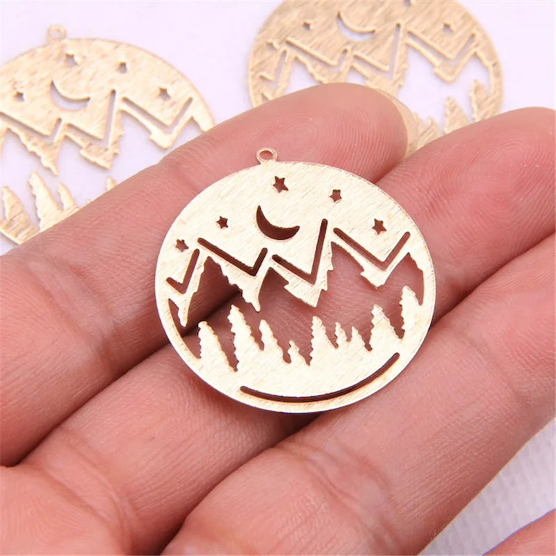 Brass Mountains Trees Night Sky Charms Pendant DIY Jewelry Making Bulk 30