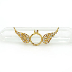 Micro Pave Clear CZ Wings & Ring Charm, Double Circles DIY Necklace Jewelry