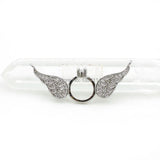 Micro Pave Clear CZ Wings & Ring Charm, Double Circles DIY Necklace Jewelry