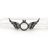 Micro Pave Clear CZ Wings & Ring Charm, Double Circles DIY Necklace Jewelry