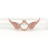 Micro Pave Clear CZ Wings & Ring Charm, Double Circles DIY Necklace Jewelry