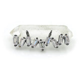 Micro Pave Clear R-CZ Zigzga Bar Charm Double Circle Necklace Jewelry