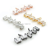 Micro Pave Clear R-CZ Zigzga Bar Charm Double Circle Necklace Jewelry