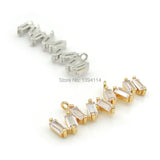 Micro Pave Clear R-CZ Zigzga Bar Charm Double Circle Necklace Jewelry