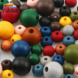 100Pcs 10/15mm Round Wooden Beads Multicolor Spacer Beads DIY Jewelry Making