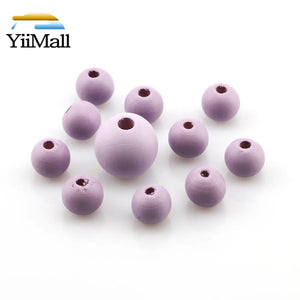 100Pcs 10/15mm Round Wooden Beads Multicolor Spacer Beads DIY Jewelry Making