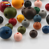 100Pcs 10/15mm Round Wooden Beads Multicolor Spacer Beads DIY Jewelry Making