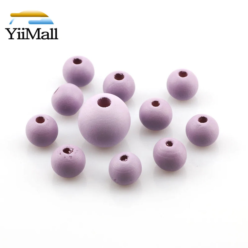 100Pcs 10/15mm Round Wooden Beads Multicolor Spacer Beads DIY Jewelry Making
