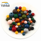 100Pcs 10/15mm Round Wooden Beads Multicolor Spacer Beads DIY Jewelry Making