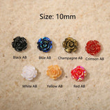 Resin Camellia Rose Flowers AB Nail Art Rhinestones DIY Manicure Decorations