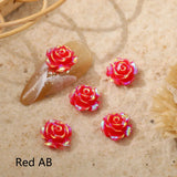 Resin Camellia Rose Flowers AB Nail Art Rhinestones DIY Manicure Decorations