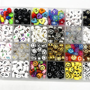 10mm Smiling Face Heart Letter Acrylic Spacer Beads for DIY Jewelry Making