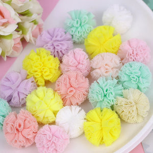 15mm Korea Lace Ball DIY Gauze Elastic Flower Pompoms Craft Plush Mesh Pendant
