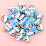 Rainbow Cloud Flower Polymer Clay Beads for Jewelry Making